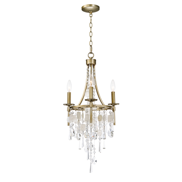 Maxim Cebu 3-Light 15" Wide Capiz / Gold Silver Chandelier 14423CZGS